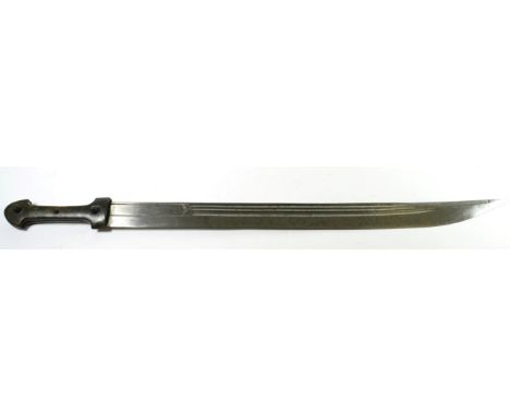 A Mid 19th Century Indo Persian Quadara, the 57cm single edge steel blade with three narrow fullers to the back edge and with