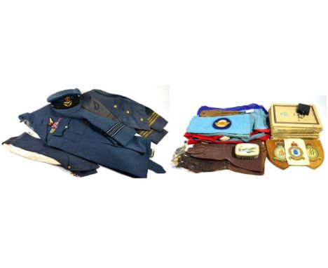 An RAF Squadron Leader No.1 Dress Jacket and Cap, and other items, including RAF Mess Jacket and Waistcoat; pair of Second Wo