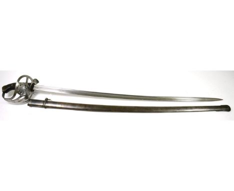 A Chilean ''Modelo 1898 Sabel de Gabia'' Cavalry Officer's Sword, the 87.5 cm quill back steel blade signed Weyersberg, Kirsc