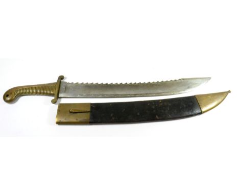 An Imperial Russian Model 1827 Saw-back Falchion Pioneer Sword, the 50cm single edge saw-back steel blade marked I3. M3 I5, t