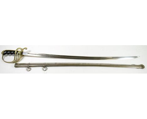 A US Model 1902 Infantry Officer's Sword, the 76 cm curved and fullered single edge steel blade etched US to the obverse and 