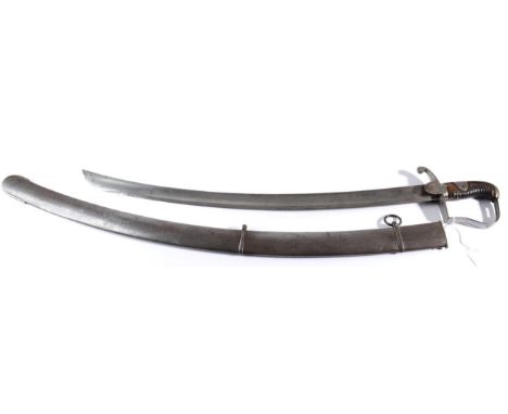 A George III 1796 Pattern Light Cavalry Trooper's Sword, the 70.5cm single edge broad fullered curved steel blade stamped wit