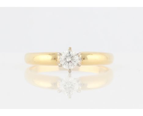 A diamond solitaire ring, set with a round brilliant cut diamond, measuring approx. 0.50ct, stamped 18k, ring size Z+2.