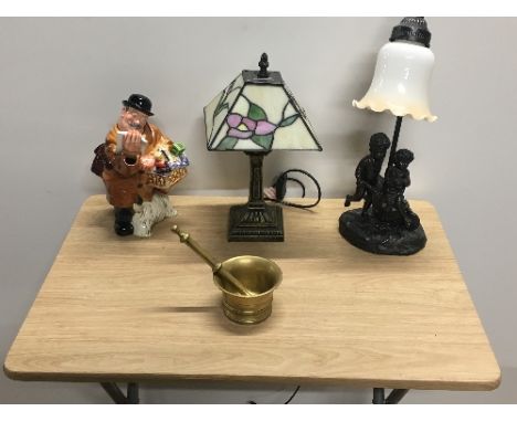 2 BOXES ASSORTED ITEMS (TIFFANY STYLE LAMP & OTHERS)