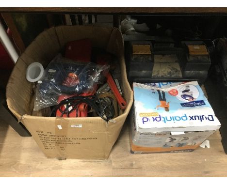 BOX OF TOOLS , PAINT POD , SMALL ITEMS CARRIER