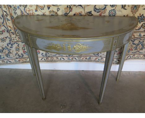 A chinoiserie console table, with tapered legs, 70cm H x 100cm W x 46cm D 