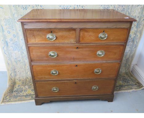 A 19th Century mahogany chest with two short over three long drawers on bracket feet - 97cm W x 100cm H x 48cm D 
