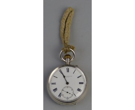 A Victorian pocket watch, the top wind movement inscribed "Jn Walker" with circular white enamel dial having Roman numerals a