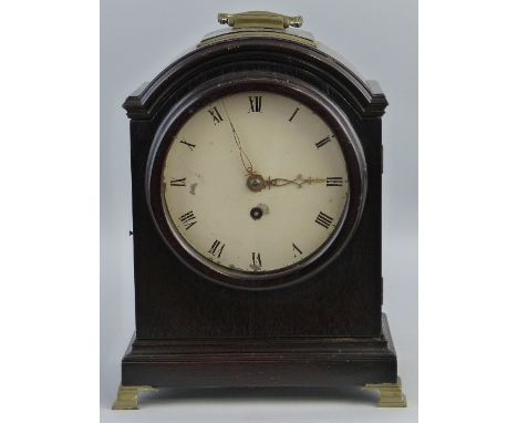 A bracket clock, in late 18th Century style, the brass single fusee eight day movement with engraved back plate, circular pai