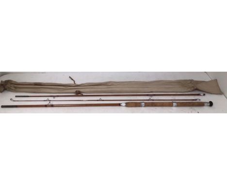 A vintage split cane three piece fishing rod, in original cover (1)&nbsp;