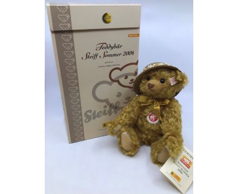 Steiff limited edition Bear, Steiff Sommer 2006. Limited number 01263 of 2006. Boxed but no certificate. Please note: some to