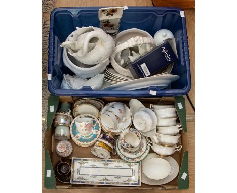 A collection of ceramics to include: tea cups and saucers, various factories - Czech, Paragon, Royal Crown Derby - Pinxton Ro