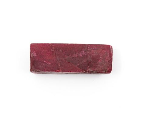 A piece of dyed rough ruby, weight approx 352.10carats, length approx 50mm x 21mm x 20mm, along with accompanying Sndra gemmo