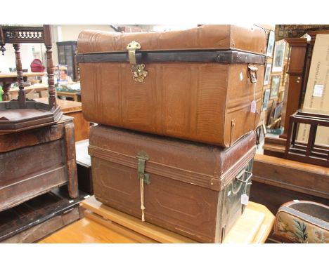 Two vintage tin steamer trunks (AF)&nbsp;