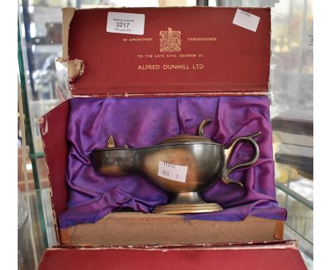 Boxed Dunhill lighter mid 20th century desk top of the Roman Lamp of Imperial times.