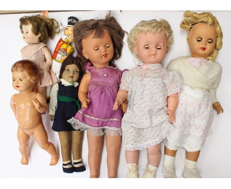 A collection of assorted vintage dolls to include: Pedigree, and others, varying condition, together with a Norah Wellings st