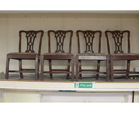 A set of seven Chippendale style mahogany dining chairs, comprising six side chairs and a carver chair, probably 19th Century