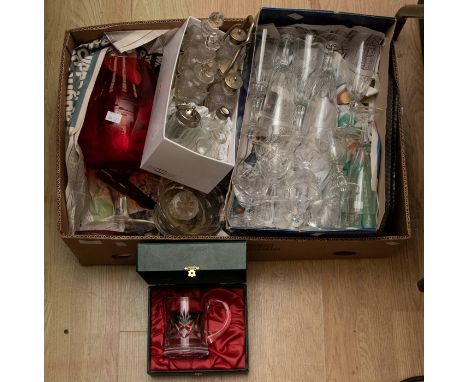 Collection of 20th Century Glassware including Ruby Glass and 1950s spirit glasses