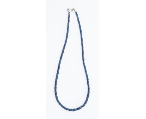An Indian single strand blue Sapphire multi gemstone necklace, silver clasp together with another Indian single strand Ruby g