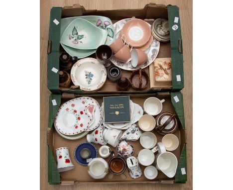 A collection of ceramics to include: an early 19th Century Wedgwood jasparware taper stand, white metal rim, the base stamped