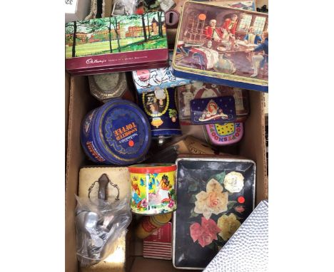 Collection of vintage tins and vintage children's tins.