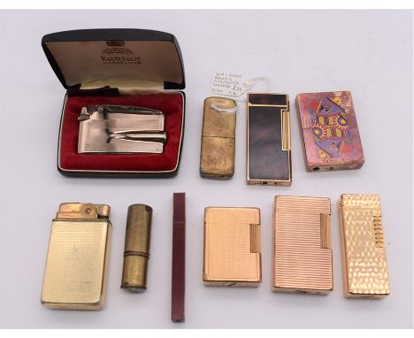 Two Dunhill gold plated lighters, both stamped and numbered: 6619 J and Z66BC together with further vintage and classic light