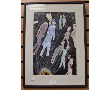 Three overpainted prints by the late contemporary artist P.L.Bradley.