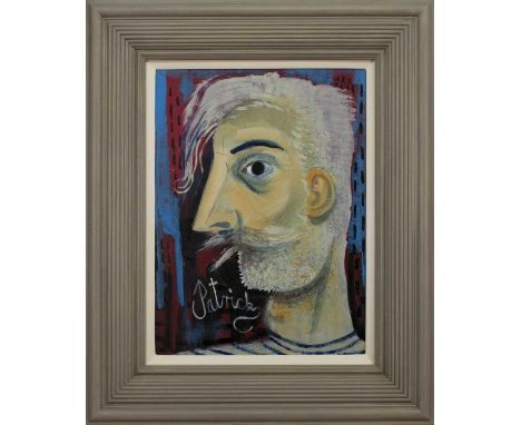 * JOHN BYRNE RSA (SCOTTISH b 1940),SELF PORTRAIToil on board, signed 'Patrick'image size 55cm x 40cm, overall size 83cm x 68c