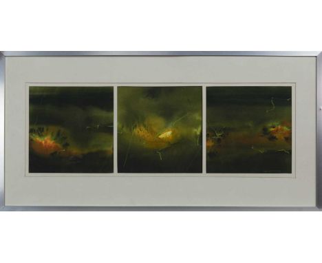 * DAWSON MURRAY ARE RSW RGI,TRIPTYCHmixed media on paper, signedimage size 27cm x 82cm, overall size 51cm x 102cm Mounted, fr