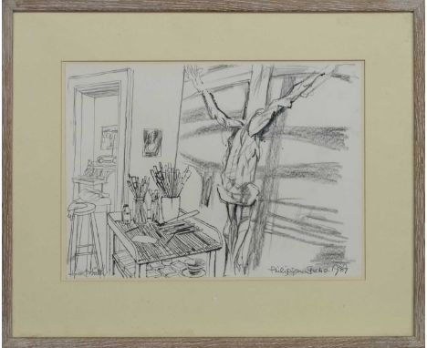 * JACK FIRTH RSW (SCOTTISH 1917 - 2010), STUDY FOR THE PORTRAIT OF ROBIN PHILIPSONwatercolour pencil on paper, signed, titled