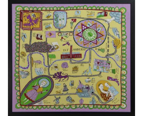 * GRAYSON PERRY RA (BRITISH b. 1960),100% SILK SCARF100% silk, produced for the Tateimage size 91cm x 88cm, overall size 95.5