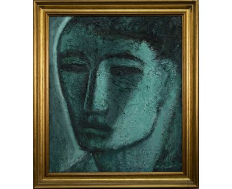 * HUGH GERARD BYARS (SCOTTISH b 1957),PORTRAIT HEAD MALEoil on canvas, signedimage size 61cm x 52cm, overall size 73cm x 64cm