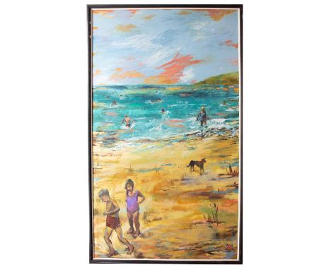 * RHONDA SMITH,BEACH FRONToil on canvas, signed and dated '92image size 299cm x 174cm, overall size 311cm x 186cmFramed.Note: