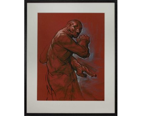 * PETER HOWSON OBE (SCOTTISH b 1958),BAR 67 (STUDY)pastel on card, signed and dated '87, titled label versoimage size 60cm x 