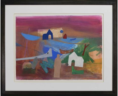 * SIMON LAURIE RSW RGI (SCOTTISH b. 1964),WATCHING AND WAITINGmixed media on paper, signed and dated '97, titled label versoi