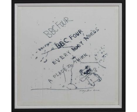 * TRACEY EMIN,2002 BBC FOUR 'EVERYBODY NEEDS A PLACE TO THINK'limited edition of 1500 screen print of handkerchief image size