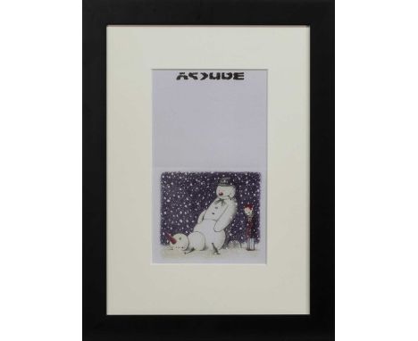 AFTER BANKSY,RUDE SNOWMANprint on paperimage size 29cm x 17cm, overall size 51cm x 38cm Mounted, framed and under glass.