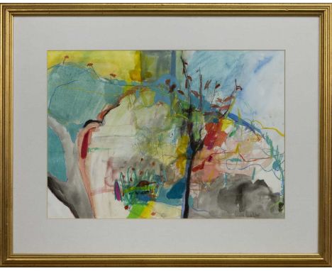 * LOUISE RITCHIE,COLOUR TREEmixed media on paper, signed, titled label versoimage size 34cm x 48cm, overall size 55cm x 69cm 