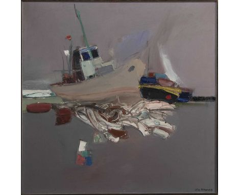 * LEON MORROCCO RSA RGI (SCOTTISH b 1942),FISHING BOATSoil on board, signedimage size 92cm x 92cm, overall size 94cm x 94cmFr