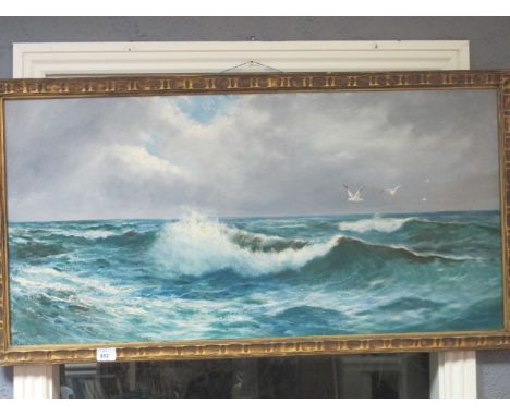 DANIEL SHERRIN 1868-1940
A Seascape with Waves Breaking
Oil on Canvas
Signed Lower Left
50cm x 101cm