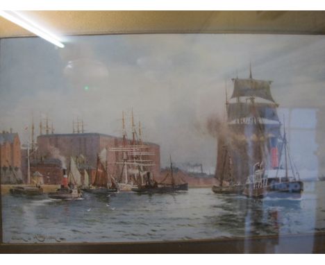 J M BROWNE 
Shipping Scenes Off the Coast with Sailing Boats and Tug Boats
A Pair
Prints
Signed 
18cm x 32cm