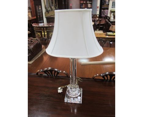 A GOOD CRYSTAL GLASS TABLE LAMP together with shade