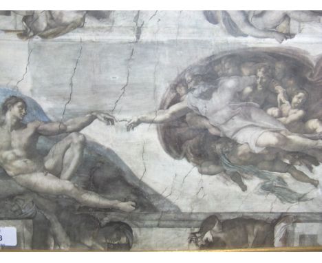 A BLACK AND WHITE PRINT after Michael Angelo in gilt frame 32cm x 46cm