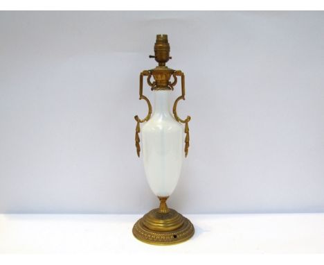 An ormolu and opaline glass table lamp base, 44cm tall