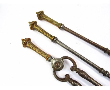 A set of three Georgian Century fire tools 