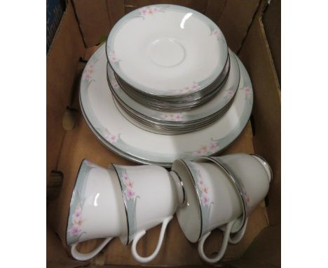 Wedgewood Terrazzo four piece tea service and Royal Doulton Sophistication four place tea and dinner service (two boxes) 