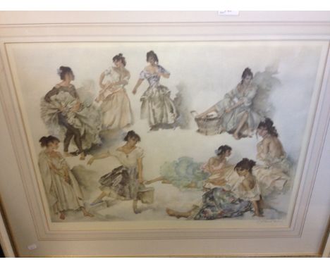 WILLIAM RUSSELL FLINT PRINT OF LADIES  50CM X 64CM SIGNED IN PENCIL     N1