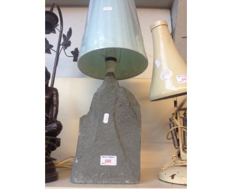 SLATE TABLE LAMP AND SHADE. 63CM      F5