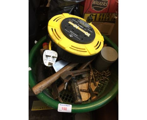 TUB OF TOOLS & CABLE REEL