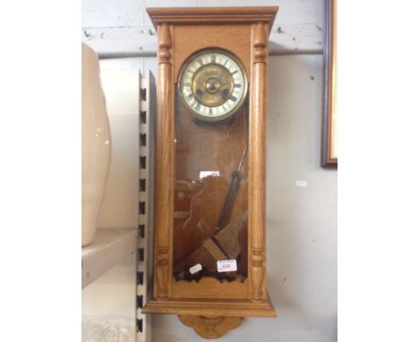 VIENNA WALL CLOCK IN LATER LIGHT OAK CASE. H70CM      R